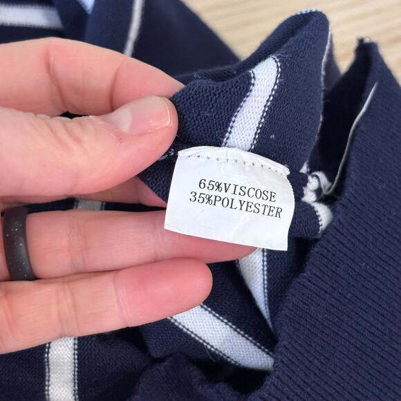 Cardigan Sweater Small Navy Striped Button Thin Sailor Basic Capsule Church - Picture 8 of 9